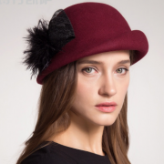 帽子女士秋冬花朵保暖帽英倫時(shí)尚盆帽毛呢帽子新款漁夫毛呢帽批發(fā)