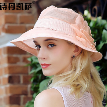 布帽子女士出游帽遮陽(yáng)帽子女休閑真絲帽逛街帽防曬可折疊帽子批發(fā)