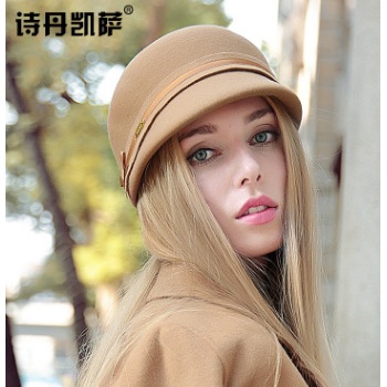 詩(shī)丹凱薩英倫軍帽毛呢禮帽子騎士馬術(shù)帽時(shí)尚帽子女士秋冬新款
