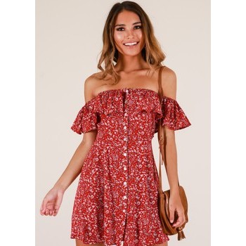 現貨！跨境專供 亞馬遜 ebay 爆款新款碎花一字領性感連衣裙女