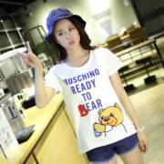 2318廠家直銷rough2018夏裝新款刺繡T恤 貼布卡通女式學生短袖