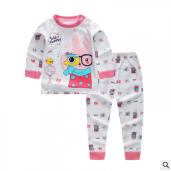 一件代發2018春季兒童純棉內衣套裝1-5歲家居秋衣秋褲男寶寶女童