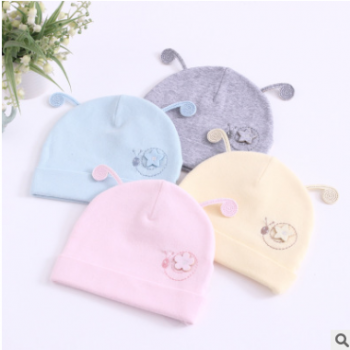 嬰兒帽子春秋新生兒帽0-3個月男女寶寶帽子棉兒童小蝸牛胎帽