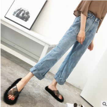 2018夏新款女士彩色透明膠帶 時尚休閑女士夏季涼拖鞋 廠家直發(fā)