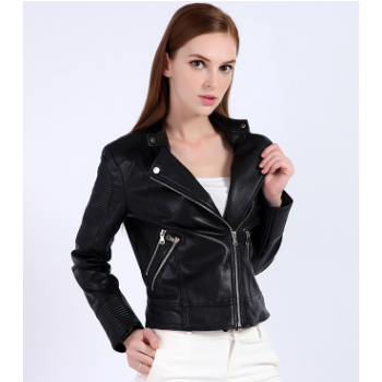 2018秋季定做新款pu機車女裝皮衣短款修身大碼短外套小皮夾克