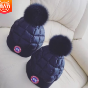親子款真狐貍毛球羽絨帽秋冬帽子寶寶媽媽親子帽一件代發(fā)