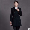 廠家直銷藏青色順毛女款大衣 中長款修身顯瘦酒店銀行職業(yè)裝定制
