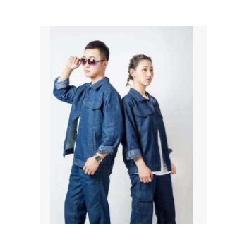 牛仔套裝 汽修工作服 牛仔勞保工作服 春秋款長袖牛仔工服耐磨