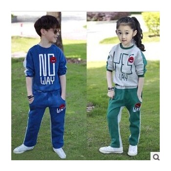 童套裝批發(fā) 幼兒園校服 yesno正反 男女童運動套裝 一件代發(fā)