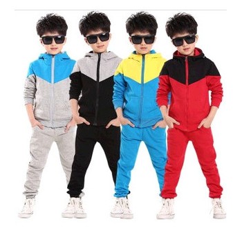 2014秋款童套裝 百分百純棉童套裝 純棉拼接運動裝 淘寶天貓爆款