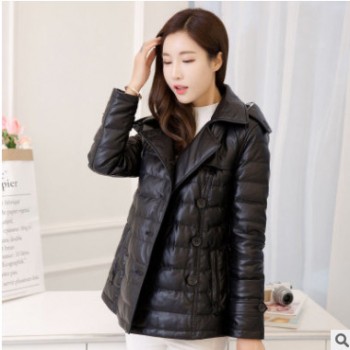 冬季新款女式真皮皮羽絨服諾貝杜克修身保暖綿羊皮真皮皮外套