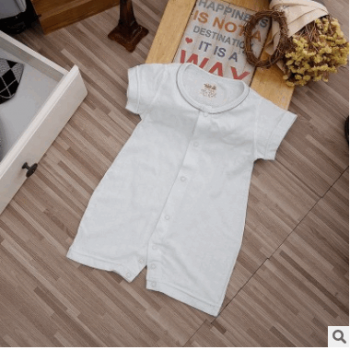 艾鹿比服裝廠 提花精梳純棉0-1歲新生嬰兒裝夏季薄款短袖哈衣爬服