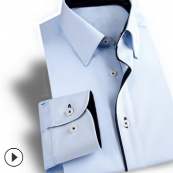 2018品牌男士襯衫 修身商務(wù)免燙襯衣 男白藍(lán)色合身休閑高端棉襯衫