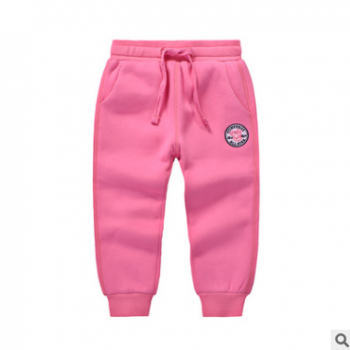 童裝冬加絨加厚長褲秋冬雙層保暖純棉學校幼兒園小朋友兒童繡花潮