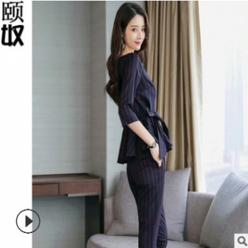 春秋裝2019新款韓版大碼時尚氣質淑女百搭女裝定做秋季修身兩件套