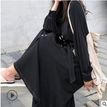 胖mm大碼寬松加工定制襯衫連衣裙子春夏季遮肉顯瘦長裙包工包料