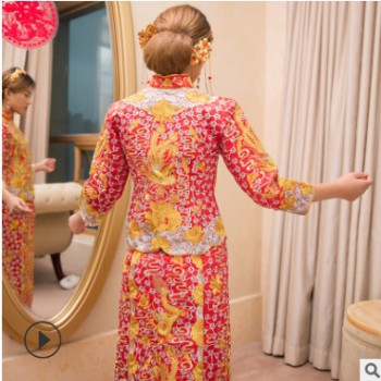 2019新款秀禾服新娘嫁衣中式婚紗禮服修身敬酒服復(fù)古結(jié)婚秀和服