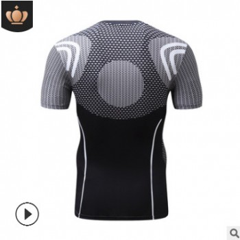 夏季潮流新品男裝系列 鋼鐵俠短袖 運動休閑透氣吸汗速干彈力上衣