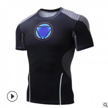 2019春季歐美新款男裝3D效果套頭短袖青春流行不連帽領男式T恤