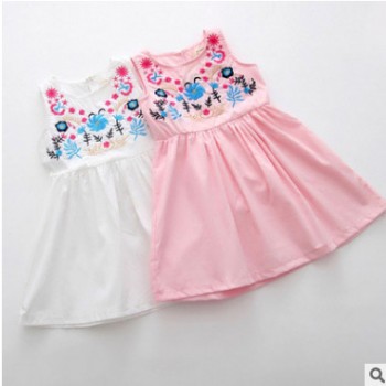 廠家直銷 兒童全棉刺繡款背心裙