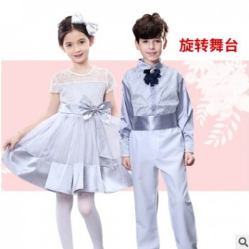 元旦中小學生詩歌朗誦演出服幼兒童大合唱團服表演服裝公主裙女童