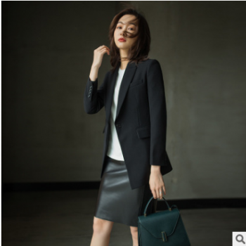 現貨廠家批發3D收腰線條感三醋酸一?？壑虚L款女西裝女外套女西服