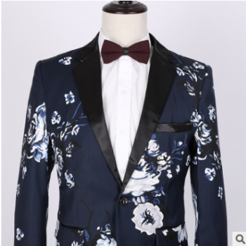 2019男士印花西服套裝影樓西裝歌手主持夜店伴郎結婚禮服