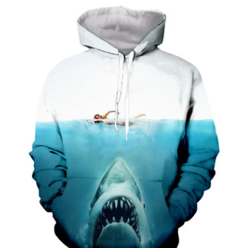 3D印花服裝鯊魚矢連帽衛(wèi)衣來圖定制工廠貨源外貿(mào)爆款