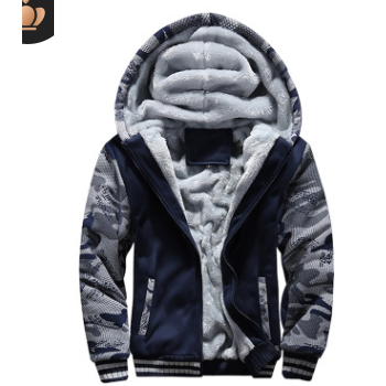 2019歐美爆款冬裝加絨男裝迷彩運動服衛衣外套大碼加厚保暖單上衣