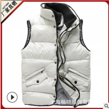 訂做清爽白色男女式秋冬90羽絨馬夾、定制防風(fēng)保暖馬甲定做