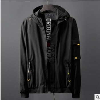 春秋季新款韓版男士外套青少年修身衣服春裝學(xué)生帥氣連帽夾克潮流