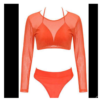 晨晨定制長袖多色網紗比基尼游泳衣