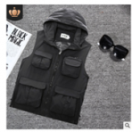 春秋男士戶外薄款多口袋休閑攝影連帽馬甲背心坎肩釣魚馬夾定制