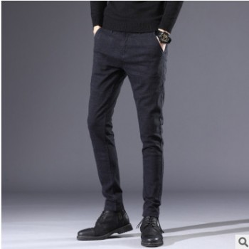春季男士磨毛棉麻休閑褲子男裝韓版潮流修身直筒寬松長褲K861-P40