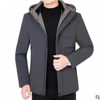 可脫卸帽冬季中年男裝短款男士羽絨服2019新款加厚工裝外套爸爸裝