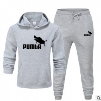 時尚男士衛(wèi)衣套裝抓絨衛(wèi)衣長褲熱銷wish大碼男裝PUMBA連帽衫代發(fā)