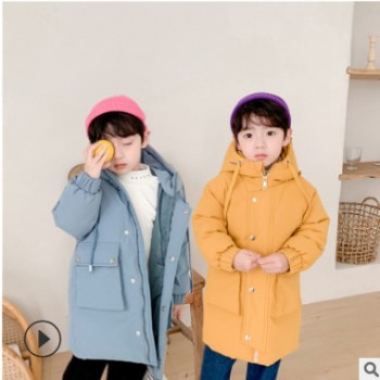 童羽絨服2019冬季新款中大兒童男女寶寶中長款保暖外套外出羽絨服