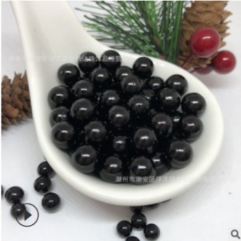 黑色水磨無孔仿珍珠 4mm-14mmDIY仿珍珠串珠 散珠服裝輔料