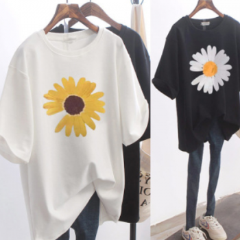 t恤女2020夏季女裝新款韓版超火小雛菊印花寬松短袖T恤上衣現(xiàn)貨