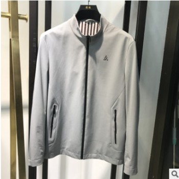 浪淘品牌秋季男裝2020新款戶外純色外套男灰色青年立領(lǐng)男士夾克