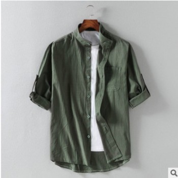 2020日系小清晰掛拍棉麻襯衣柔軟舒適透氣夏季襯衣