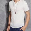 夏天超薄款亞麻半袖衫男士棉麻料短袖t恤中國風大碼寬松男裝上衣T