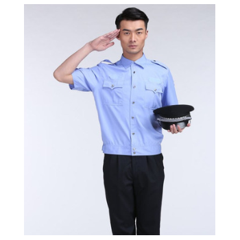 夏季服短袖襯衣藍色男安保制服工作服物業小區新式保安服裝