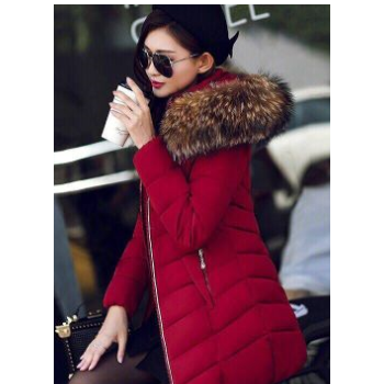 19棉衣女中長款加厚大毛領韓版修身顯瘦新款大碼羽絨棉服外套代發(fā)