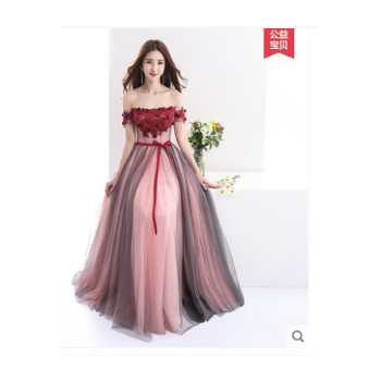 一字肩短款2020新款學生聚會小禮服連衣裙女新娘敬酒服宴會晚禮服