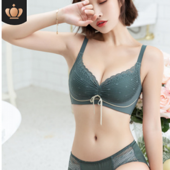 新款拉繩聚攏內衣少女無鋼圈文胸套裝性感蕾絲無痕調整型胸罩bra