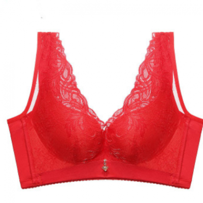 新款內衣女無鋼圈美背文胸上薄下厚蕾絲聚攏收副乳上托調整型胸罩