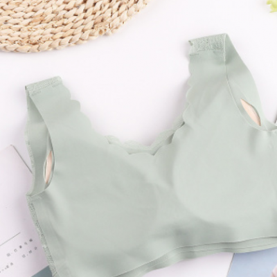 泰國乳膠內衣柔軟全蕾絲安心無痕無鋼圈運動瑜伽背心式裹胸罩