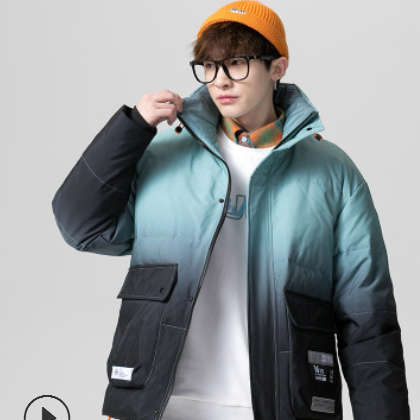 羽絨服男冬季2020新款男裝學生保暖衣服男士工裝潮牌漸變羽絨外套