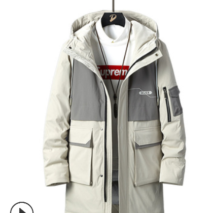 冬季羽絨服男中長款2020年新款潮流帥氣潮牌加厚連帽休閑工裝外套